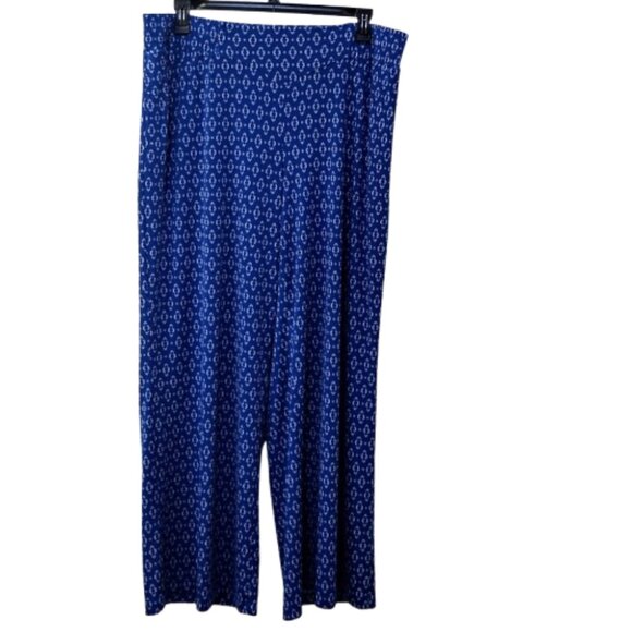 Nina Leonard Wide-Leg Pull-On Pants. (Size 2X) Blue and White - Picture 2 of 5
